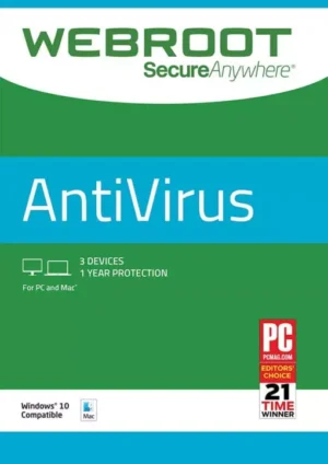 Webroot Secure Anywhere AntiVirus key 1 Year 1 PC